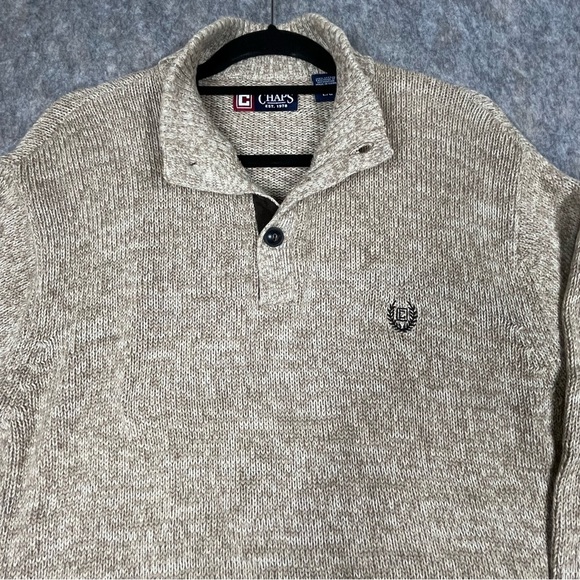 Chaps Brown Elbow Patch Preppy Academia Classic Cozy Grandpa Sweater* - Sz L - Picture 13 of 16